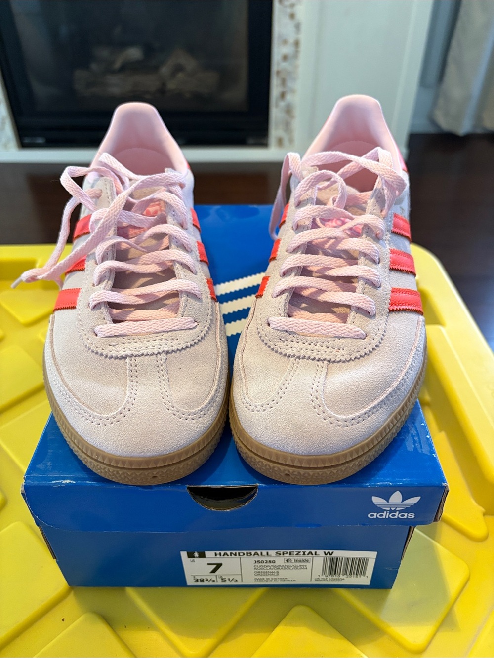adidas Handball Spezial Women's Pink Sneakers with Coral Stripes